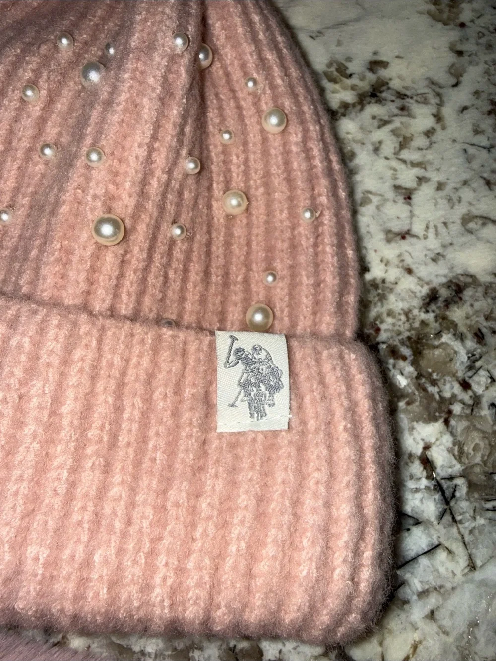 Ralph Lauren Pink Faux-Fur Pom Pom Beanie with Matching Plush Scarf/cowel